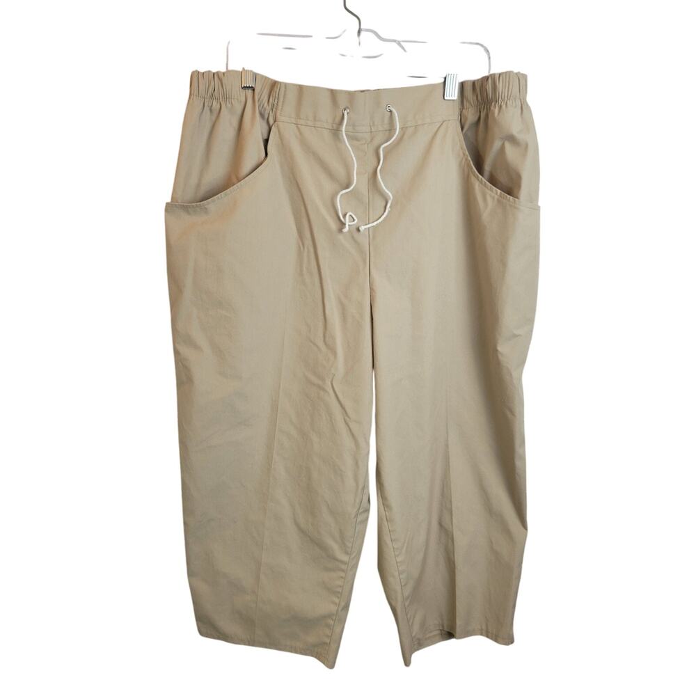 Donnkenny Dj Gold Tan Straight Leg Drawstring Summer Capri Pants Women's‎ Sz 22W